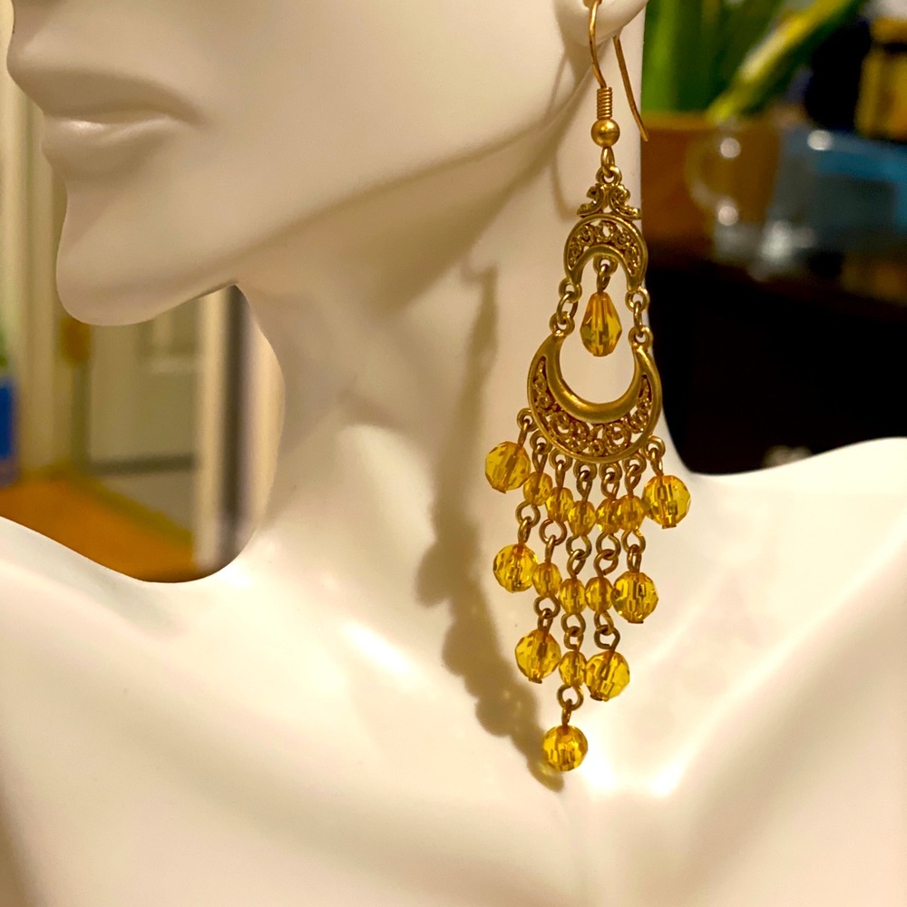 Gold plated chandelier earrings